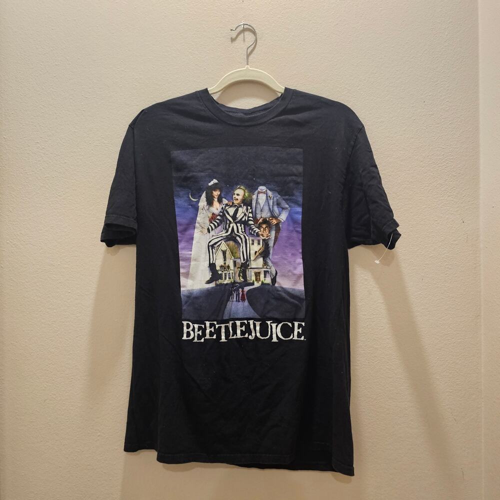 1988 Beetlejuice Movie Poster Black T-Shirt Size L